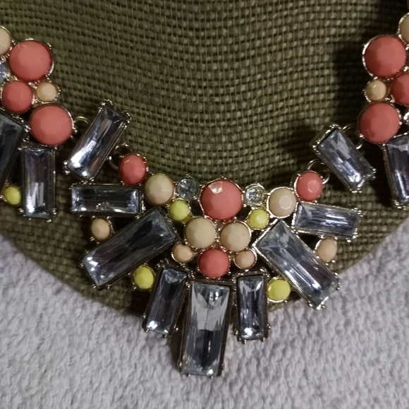 Loft statement runway necklace clear crystals colorful accents - Picture 5 of 6